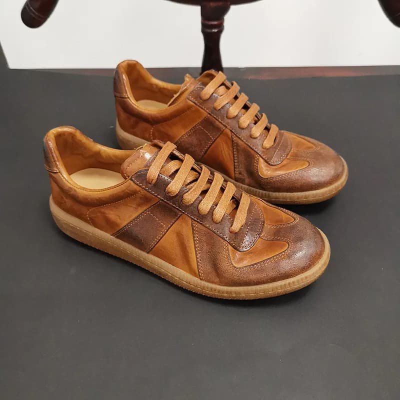 Women's Washed Horse Leather Training Sneakers, Thick Soled Shoes, Single Boots, Thick Soled, Fitness, Sports, Leisure, Outdoor