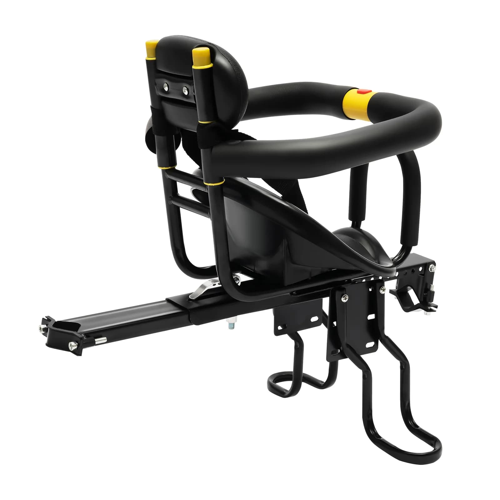 Kids Bike Seat Aluminum Alloy Child Bike Seat for Adult Bike Retractable Foldable Front Mounted Child Bike Seat with Foot Pedal