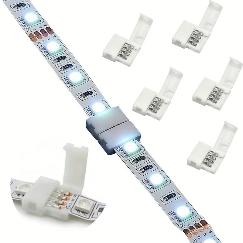 LED Corner RGB Connector 10mm 4pin L Shape IP20 LED Light Strip Solderless 90 Degree Right Angle for 5050 3528 Tape Light