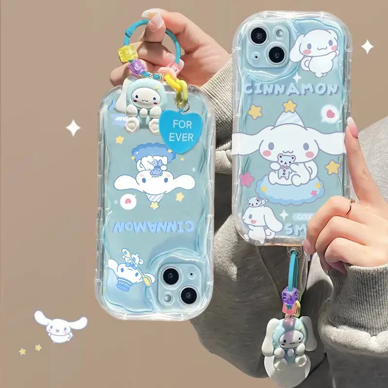 Sanrio Hello Kitty Cinnamoroll Kuromi Chain Case For Xiaomi 14C 13C 12C 9C Redmi Note 13 Pro 12 11 10 Plus Cover Funda Soft Si