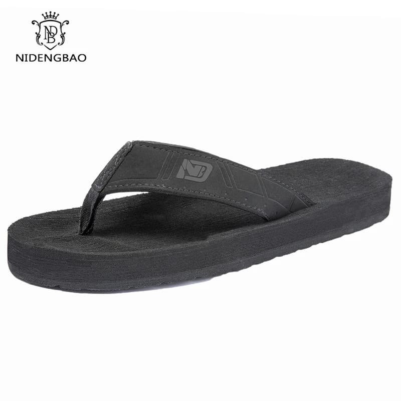 High quality Non-slip Big Size 49 50 Flip Flops Men Summer Beach Slippers Men Brand Fashion Breathable Casual Men Slippers Black