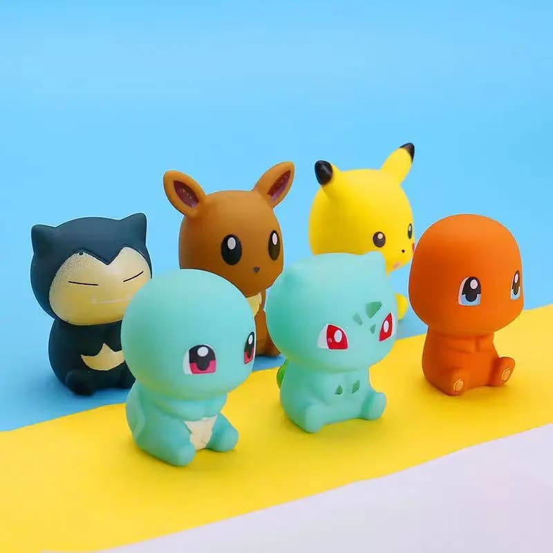 Vocal Bath Toy Playing House Bulbasaur Charmander Squirtle Eevee Snorlax Cartoon Figures for Kids Baby Bathroom Toys