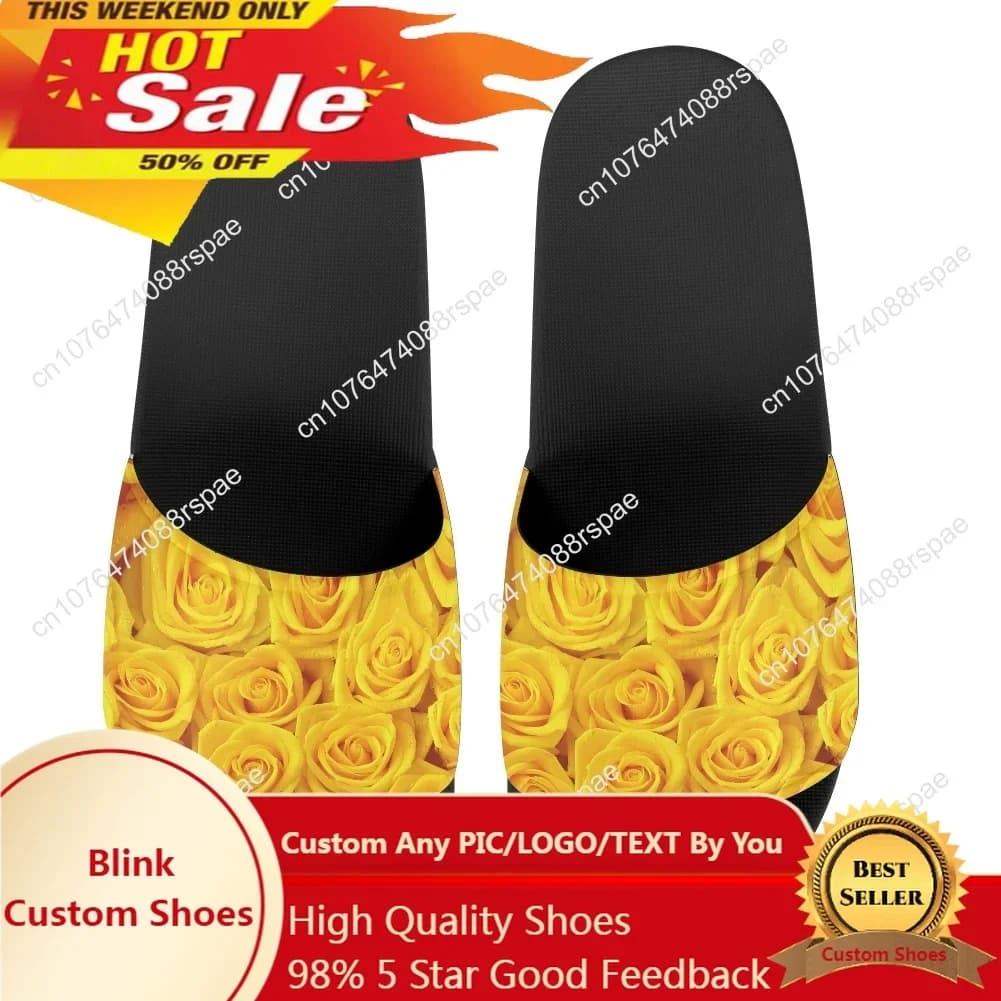 Roses Leopard and Gold Custom Made Sublimation Print Fashion Men Women Slippers Slides Sandals