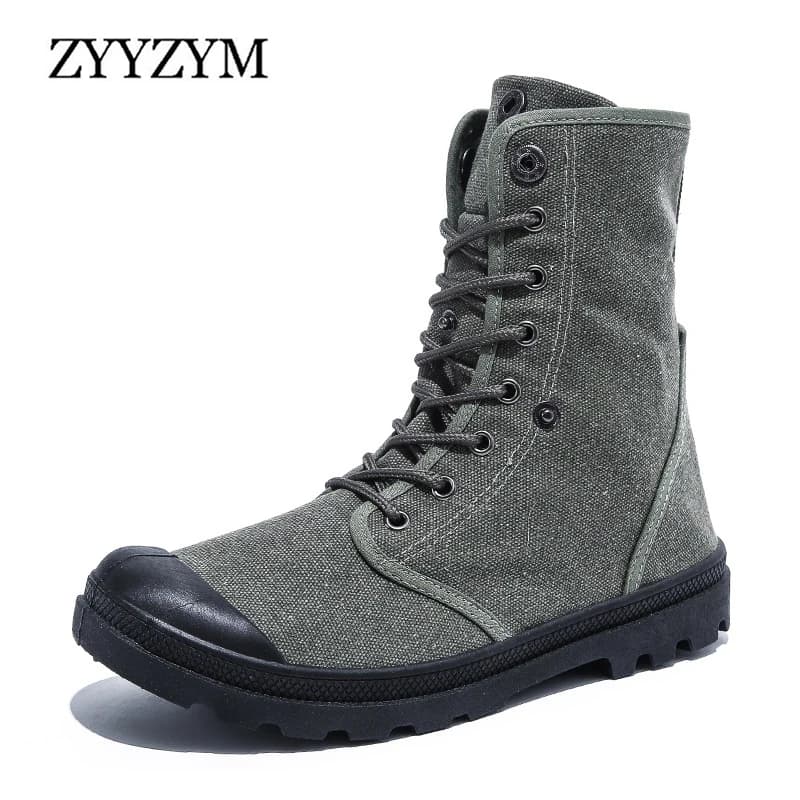 Men Outdoor Shoes Boots Thick Soled High Top Canvas Shoes Flanging Fashion Sneakers EUR Size 39-45