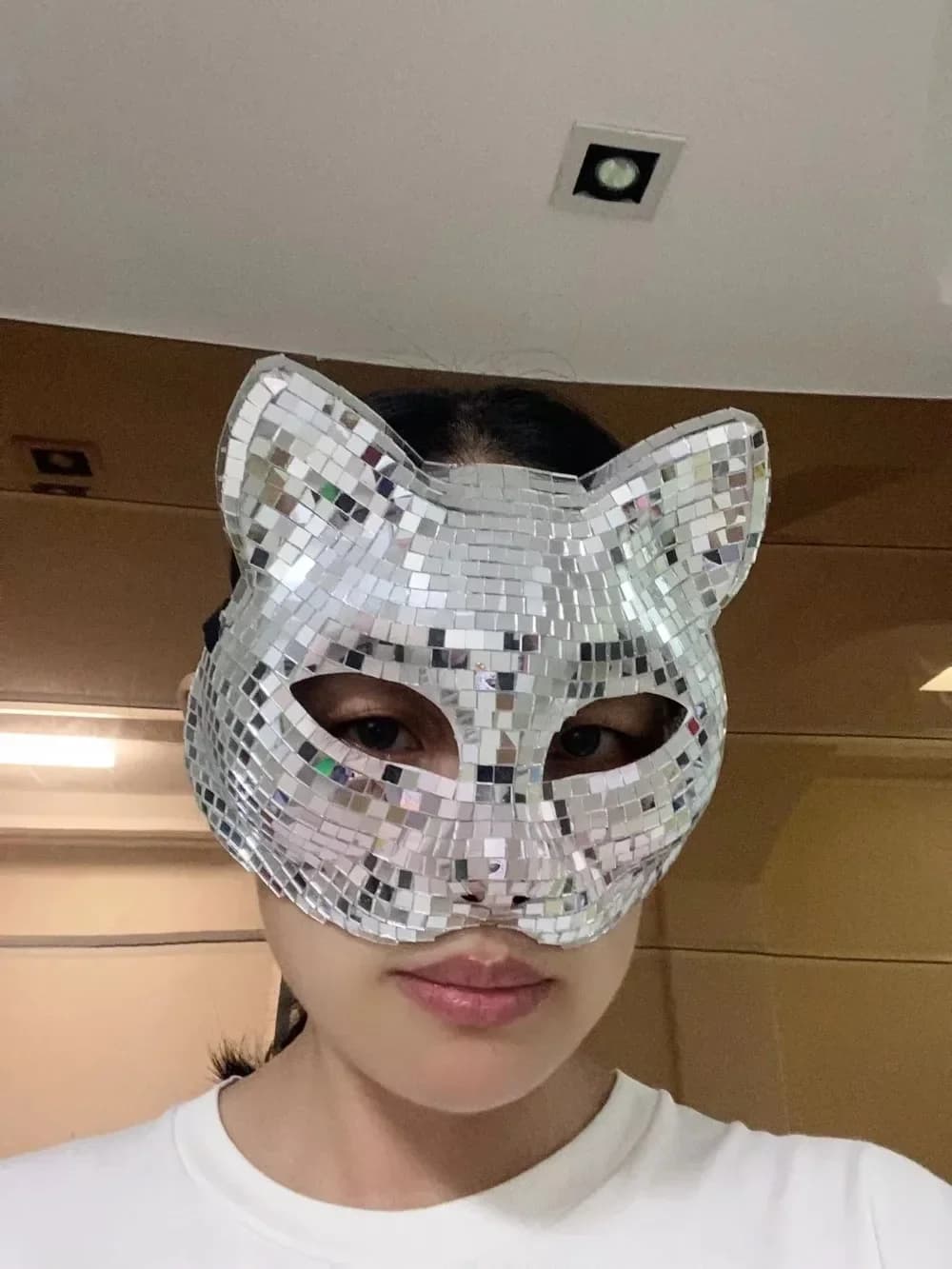 Glitter Cat Mask for Women Bright Mirrors Half Face Mask Halloween Bar Carnaval Party Ball Masquerade Fancy Dress Shiny Cat Mask