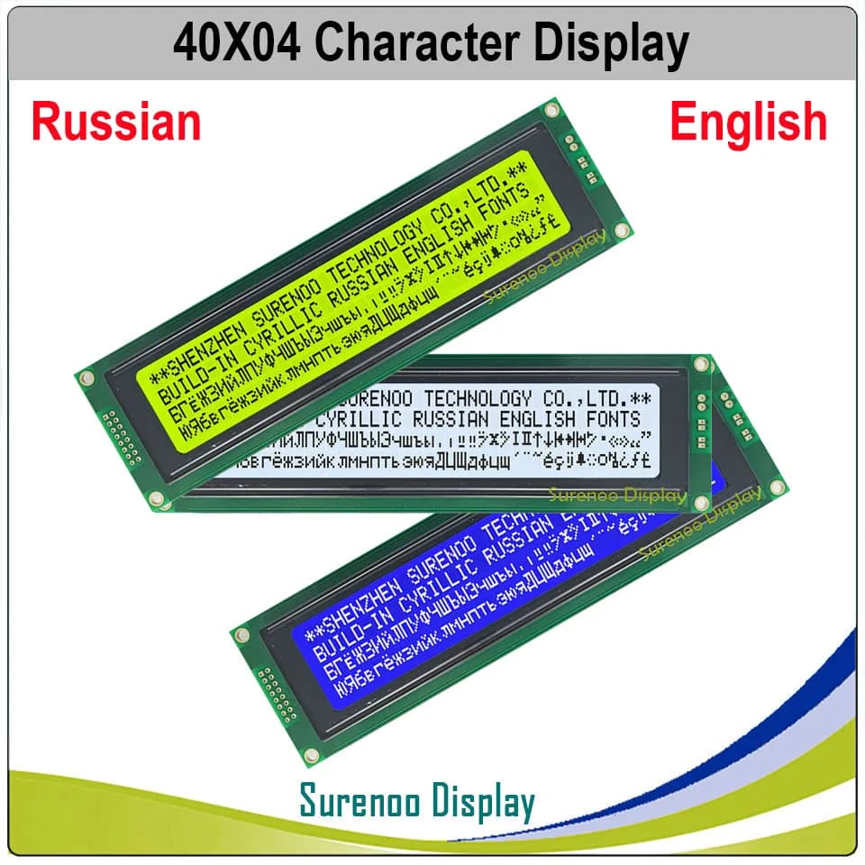 Russian Cyrillic English 404 40X4 4004 Character LCD Module Display Screen LCM Yellow Green Blue with LED Backlight