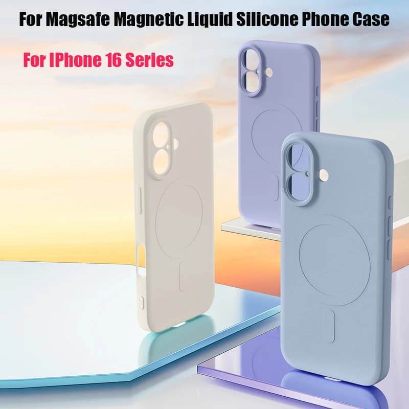 For Magsafe Magnetic Wireless Charging Solid Color Matte Liquid Silicone Shockproof Soft Phone Case for iPhone 16 Pro Max Plus