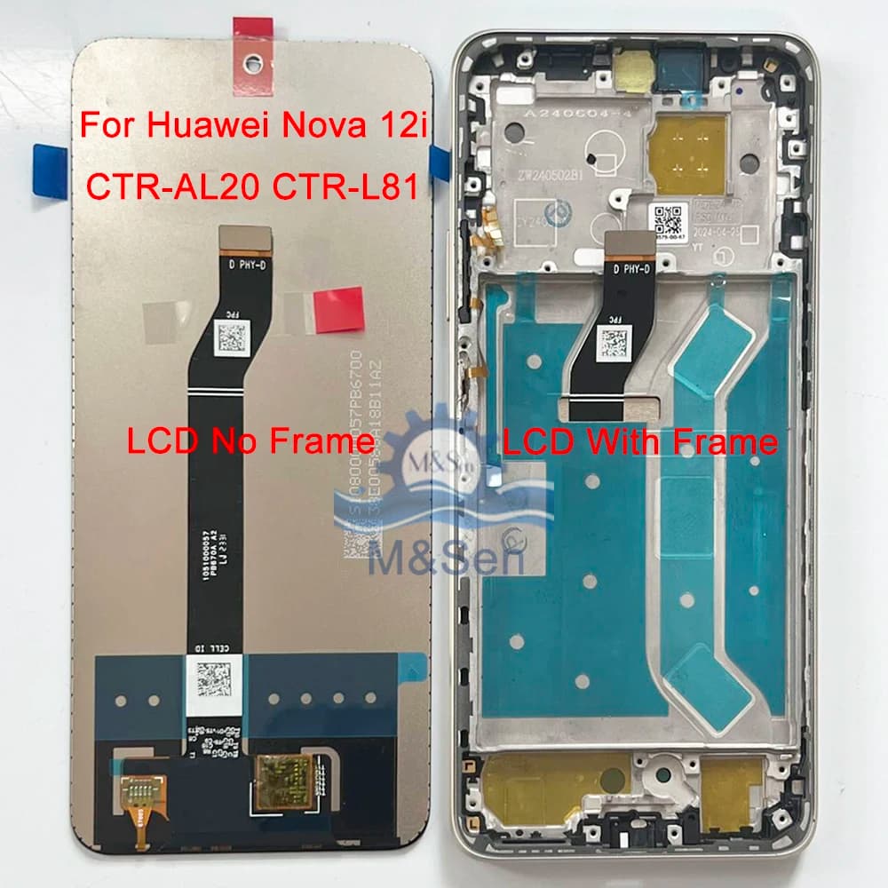 6.7''Original IPS For Huawei nova 12i  LCD CTR-AL20 Display Screen Frame +Touch Panel Digitizer For Huawei Nova12i CTR-L81 Frame