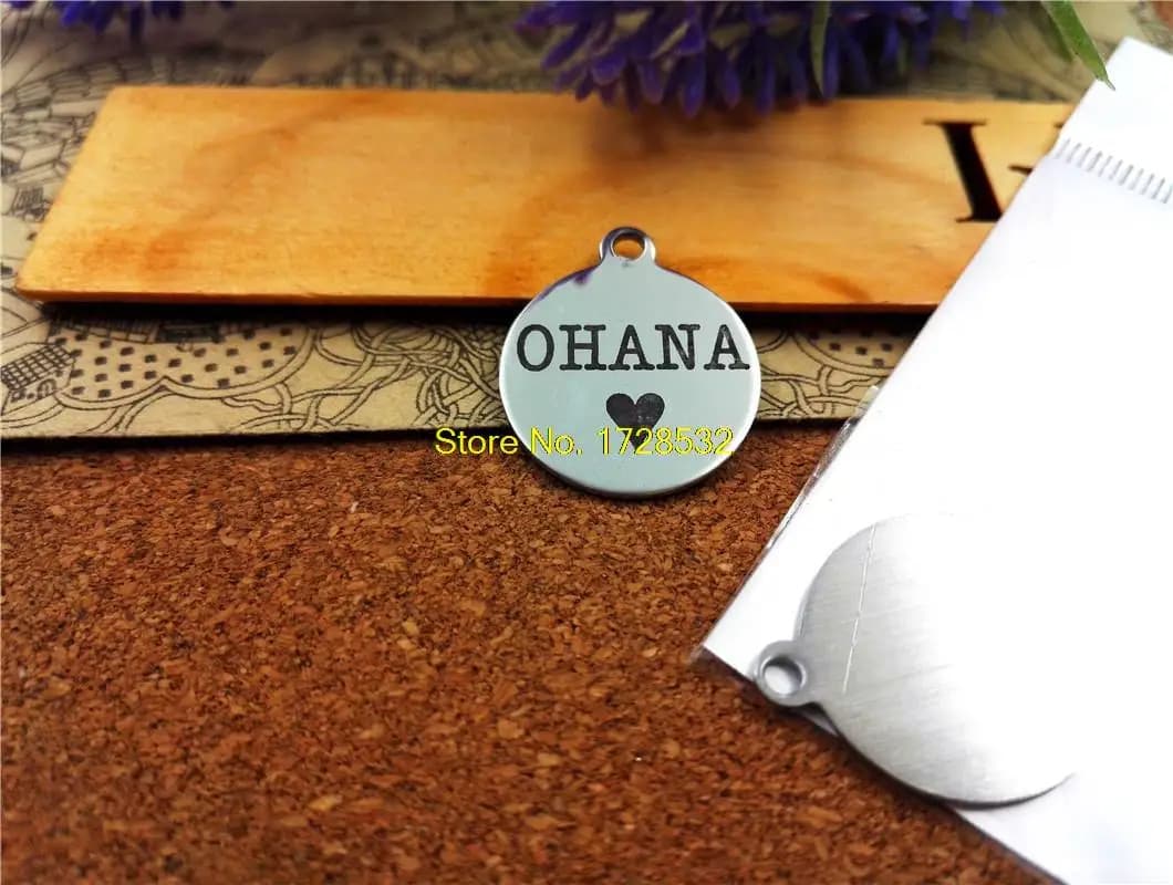 10pcs/lot-stainless steel Charms "ohana love heart"  DIY Charms Pendants for necklace/bracelet/keychain DIY jewelry