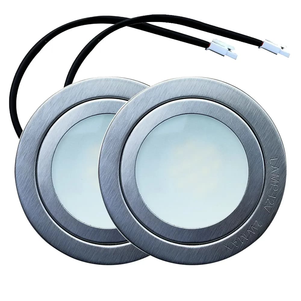 2-Piece 2W Cooker Range Hood LED Light 12V AC DC Deck Floor Light Motorhome RV Trailer Light Bulb 60mm Hole 25W Halogen Bulb