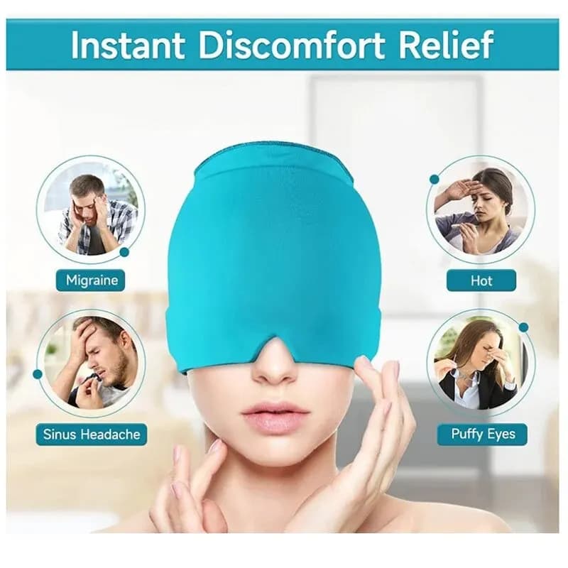 Relief Headgear Migraine Relief Cap Gel Ice Cap Single Layer Headgear Ice Pack Headgear Relief Stretchable Compress Hood