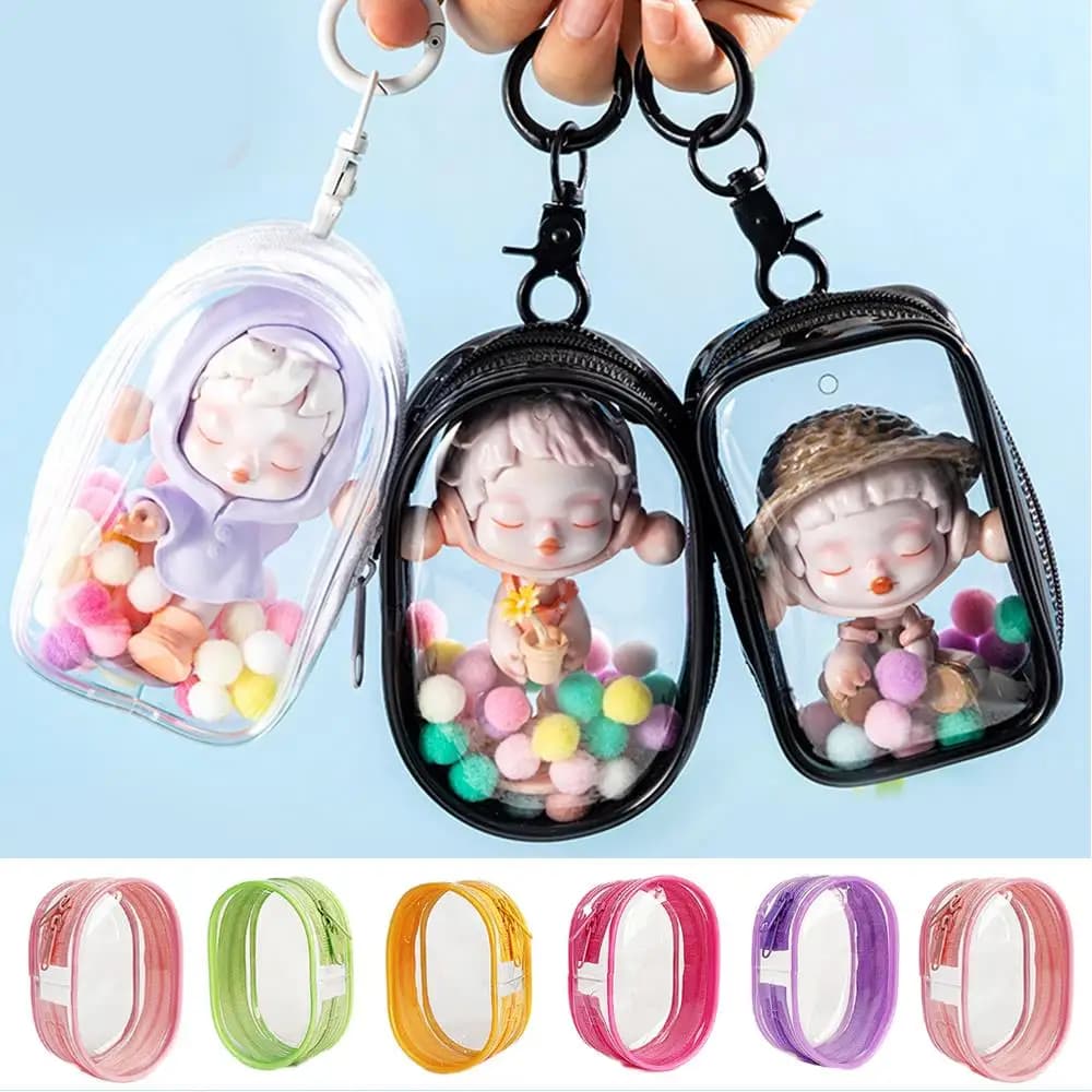 Transparent Keychain Bag Organizer Box Thicken Mystery Box Plush Dolls Storage Pouch Storage Pouch Doll Bag Keychain Wallet