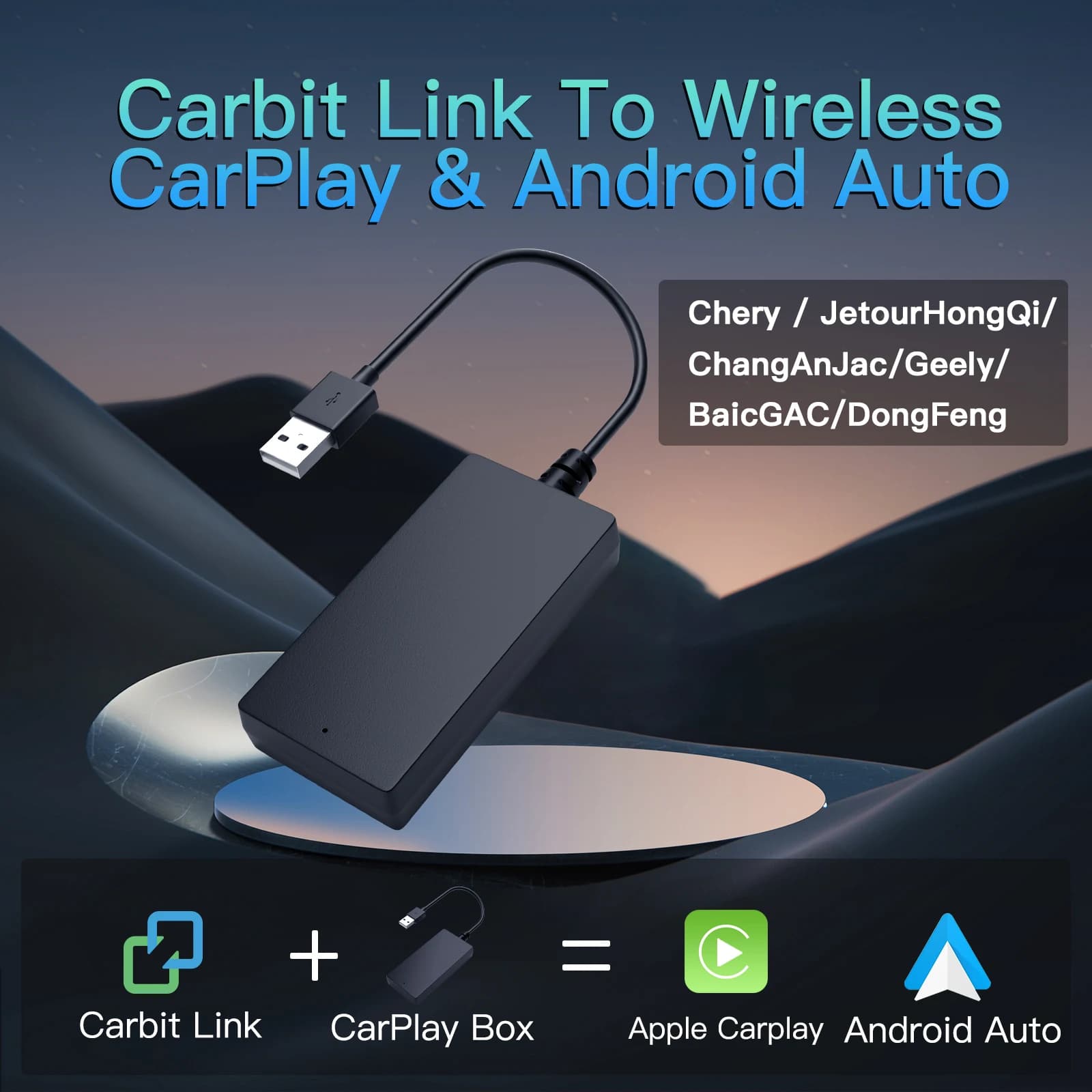 Carbitlink to Wireless CarPlay Android Auto adapter Smart Box ，Changan Deepal Tiggo Hongqi Chery Jetour Geely GWM Dongfeng GAC