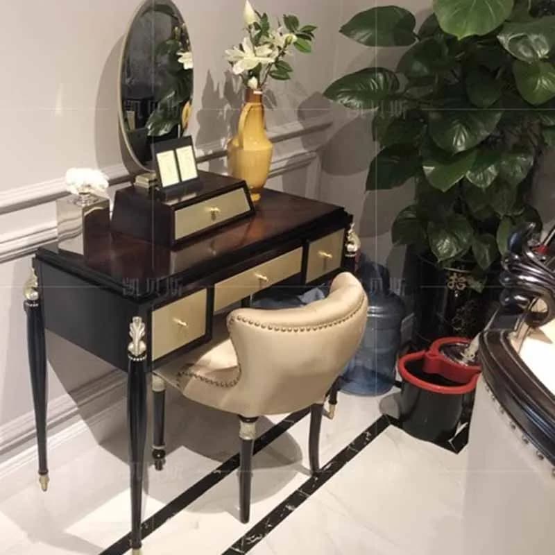 Stool Drawers Dresser Eithe Girl Mirror Brown Wooden Storage Dressing Table Makeup Hotel Luxury Coiffeuse Nordic Home Furniture