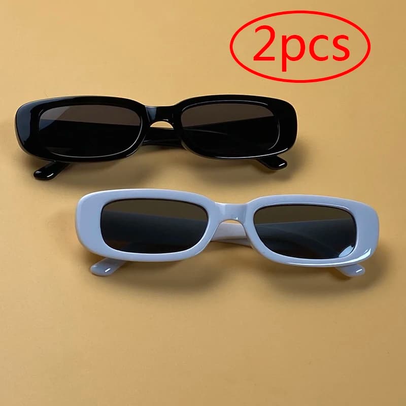 2PCS Women's Sports Glasses Retro Mirror Oval Sunglasses Retro Small Frame UV400 Glasses Fashion Ladies Travel Street Photograph