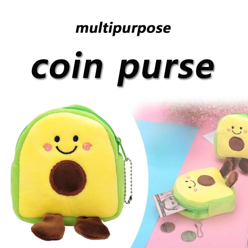 Cute Fruit Avocado Shaped Coin Purse Headphones USB Cable Lipstick Storage Bag Pendant Key Chain Gifts