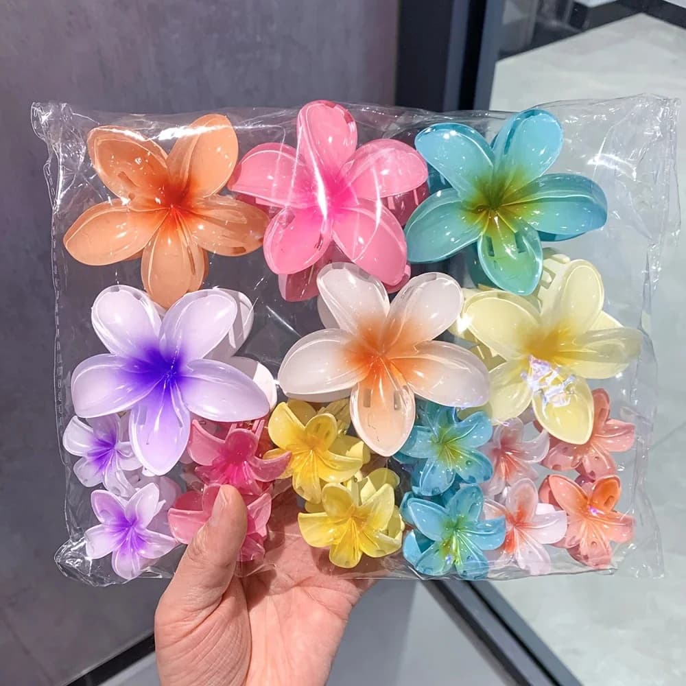 18Pcs Egg Flower Hair Clips Gradient Candy Color Flowers Suitable for Daily Use Backcombed Ponytail Shark Clip Hair Accessories