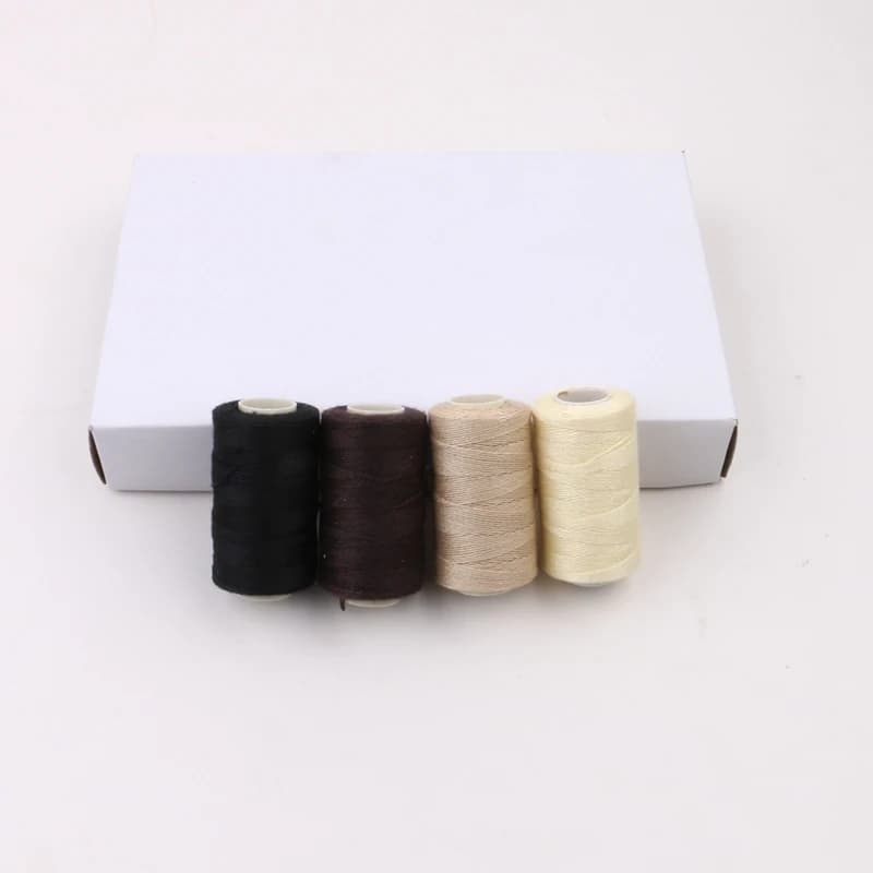 12Rolls Hair Weaving Thread High Strength Cotton Sewing Thread for Hand Sewing Hair Extension Making Wigs DIY Black Brown Beige