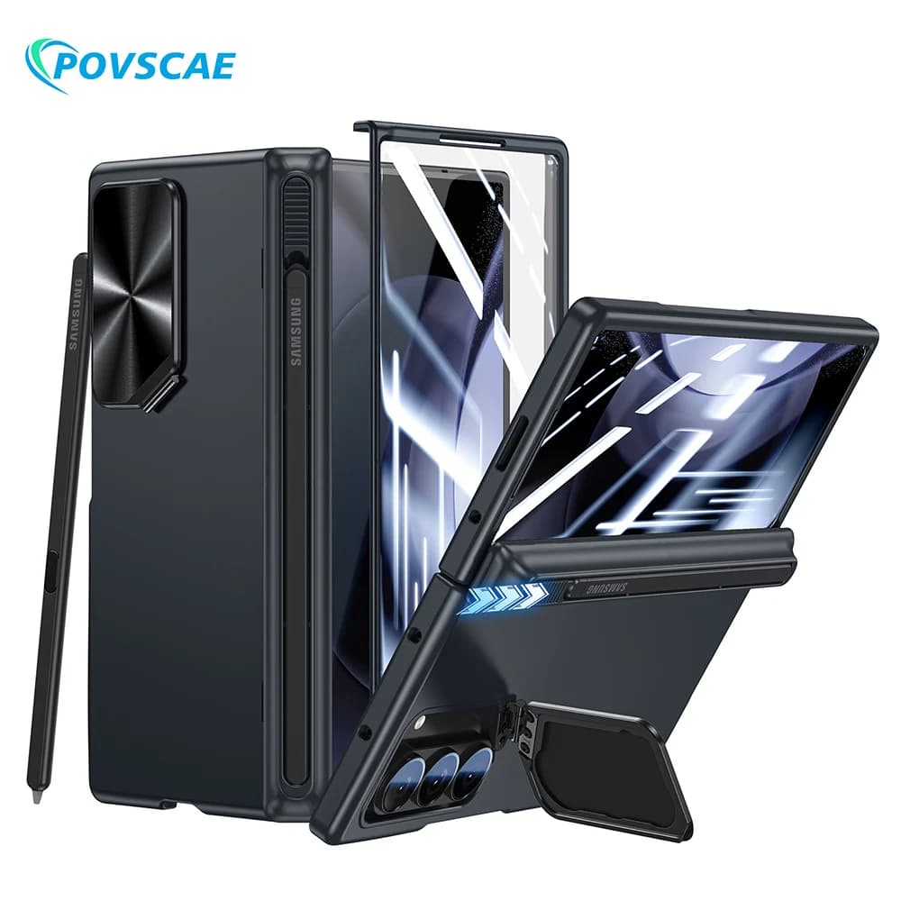 Shockproof Phone Case For Samsung Galaxy Z Fold 6 Full-body Hinge Protection with Lens Stand Cover S Pen Slot Screen Protector