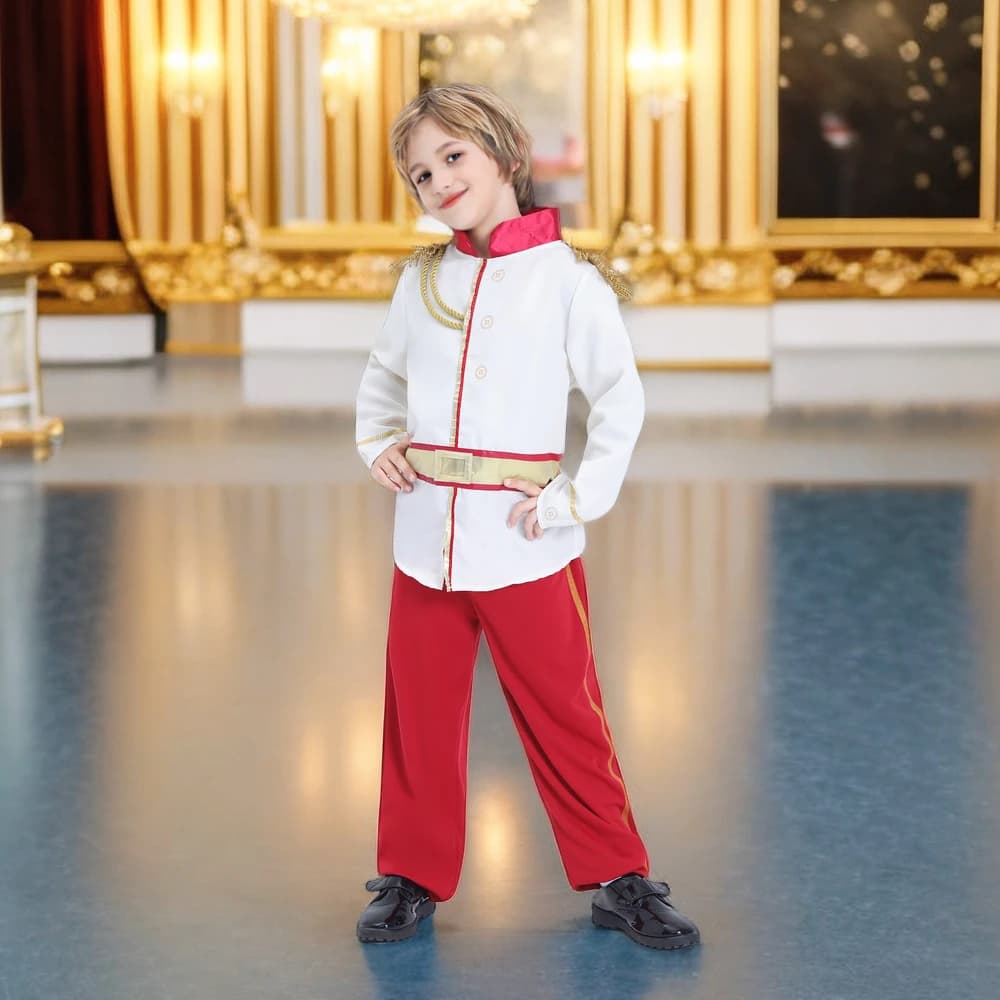 Child Dapper Little Medieval Prince Charming Royal Outfit Costume For Halloween Birthday Party Children's Dress-up