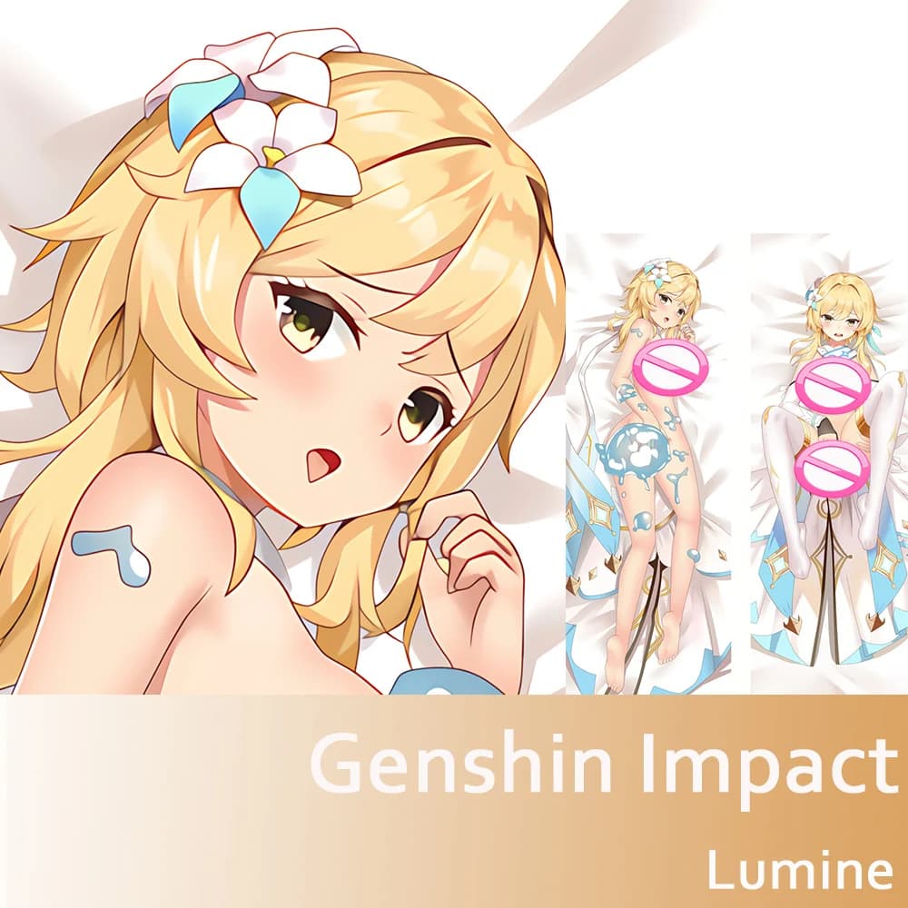 Anime Game Genshin Impact Lumine Dakimakura Fullbody Pillowcase Two-Side Printed Peach Skin Hing Pillow Cover 150X50cm