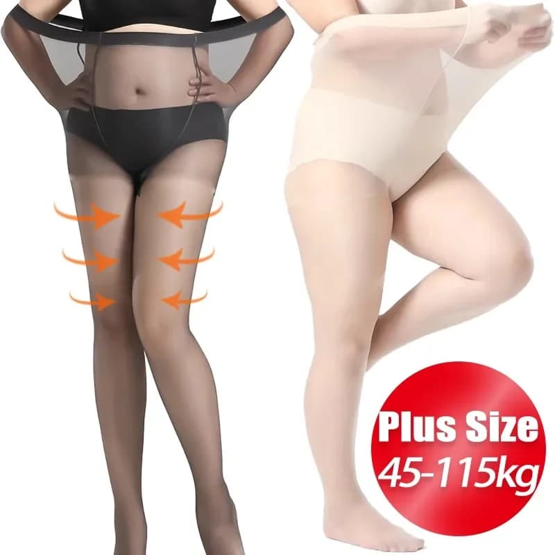 Plus Size Anti Hook Pantyhose Women Large Scale Extension Tights Lady Super Elastic Lightweight Panty Hose Female Nylon Leggings
