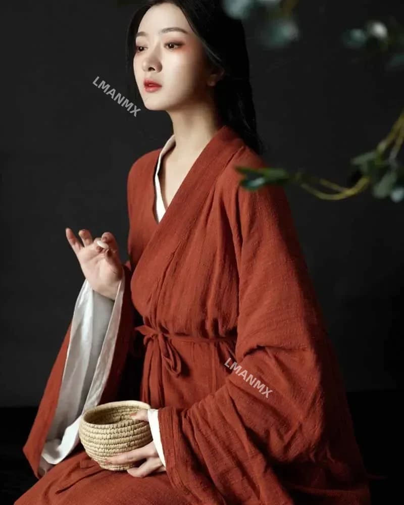 Cotton&Linen Hanfu Dress Women Chinese Traditional Hanfu Set Female Carnival Halloween Cosplay Costume Red Hanfu Dress Women
