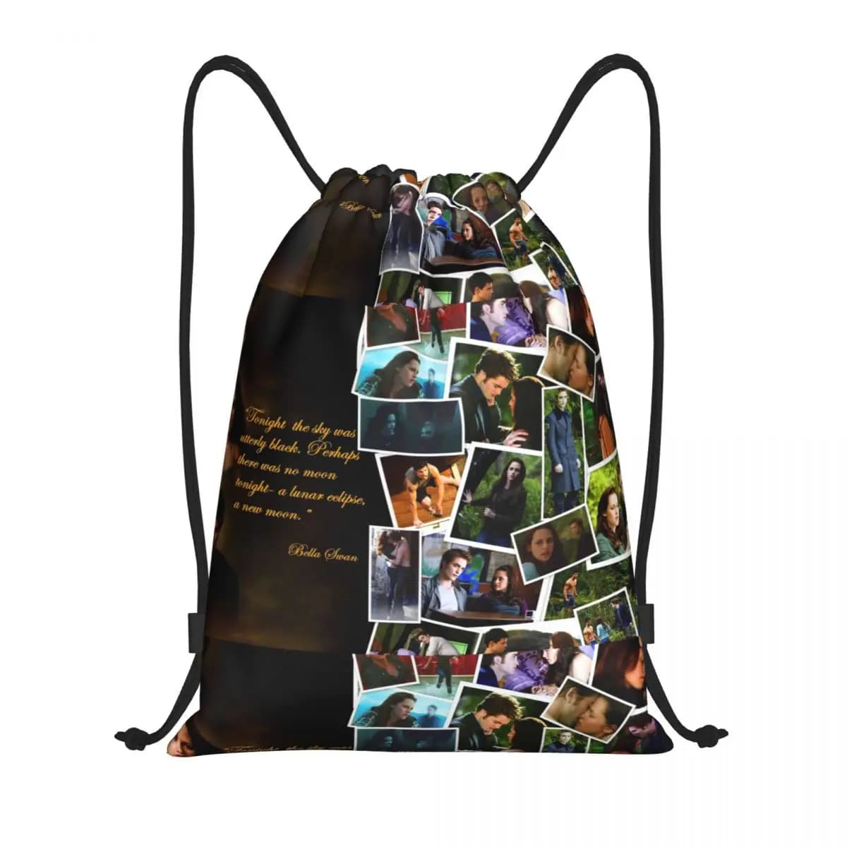 The Twilight Saga Edward Bella Jacob Black Bag Drawstring Backpack Sports Gym Sackpack Movie String Bags for Hiking