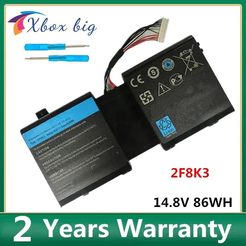 2F8K3 14.8V 86WH Laptop Battery for DELL Alienware 17 18 0KJ2PX KJ2PX G33TT M17X R5 M18X R1