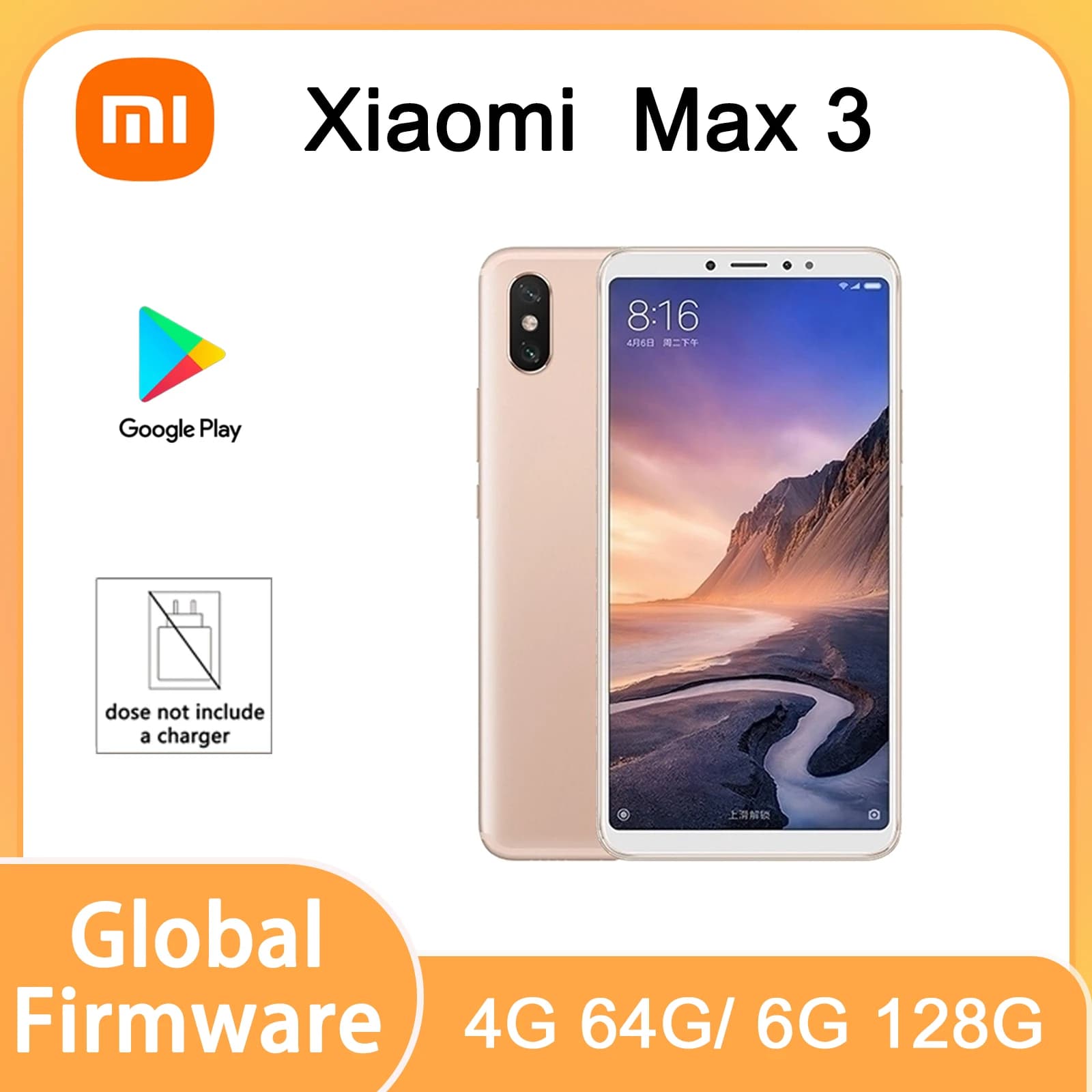 Xiaomi redmi max 3 6G 128 global firmware Snapdragon large screen Posterior fingerprint smartphone used phones no charger