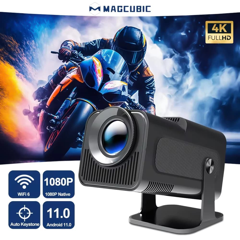 Magcubic Android 11 HY320 Projector - 4K Native 1080P, 390 ANSI Lumen, Dual WiFi 6, Bluetooth 5.0, Outdoor Portable Cinema Projector, Upgraded from HY300
