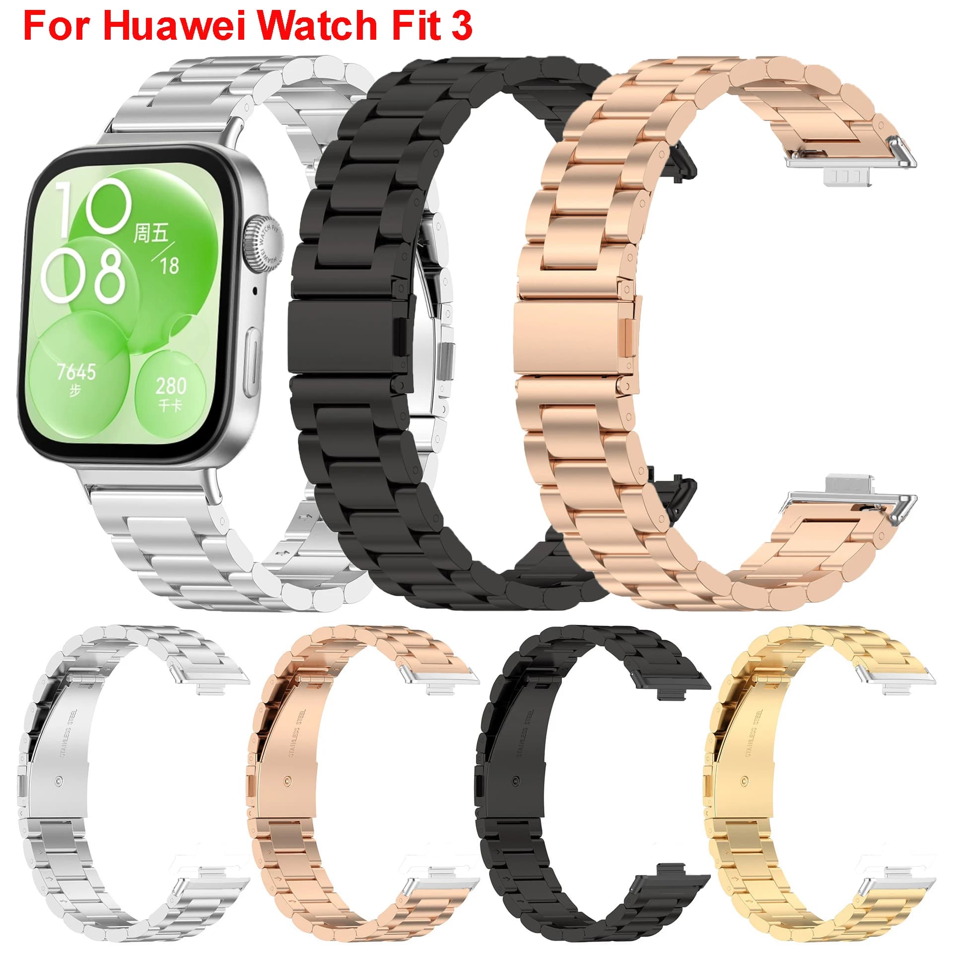 Stainless Steel Strap For Huawei Watch Fit 3 Bracelet Correa Men Women Band Metal Watchband For Huawei Watch Fit3 Accessories