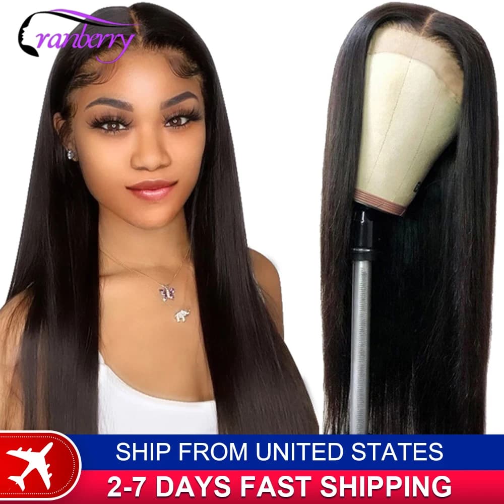 Human Hair Lace Wigs Remy Brazilian Transparent Strauight Hair 4x4 Lace Closure Wig 180% Density Cranberry 4x4 Lace Front Wig