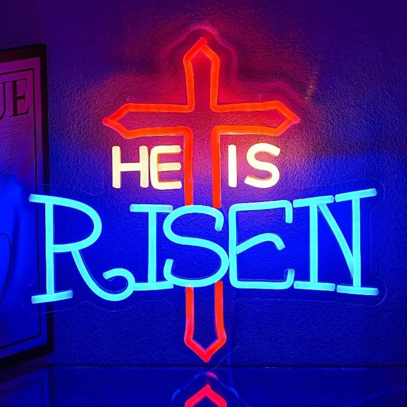 XM Cross Neon Decorations USB-powered LED Neon Signs Halloween Neon Signs for Easter Celebrations Scary Decorative Aesthetics