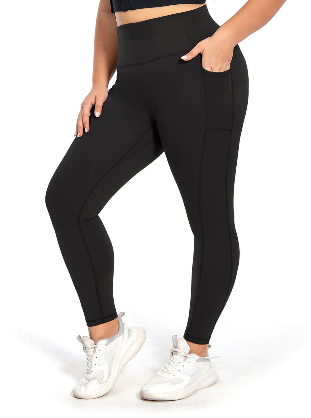 Nepoagym Tummy Control Yoga Leggings Pockets,No Front Seam Sports leggings,Hidden Scrunch,High Waisted 25 Inch 7/8 Plus Size
