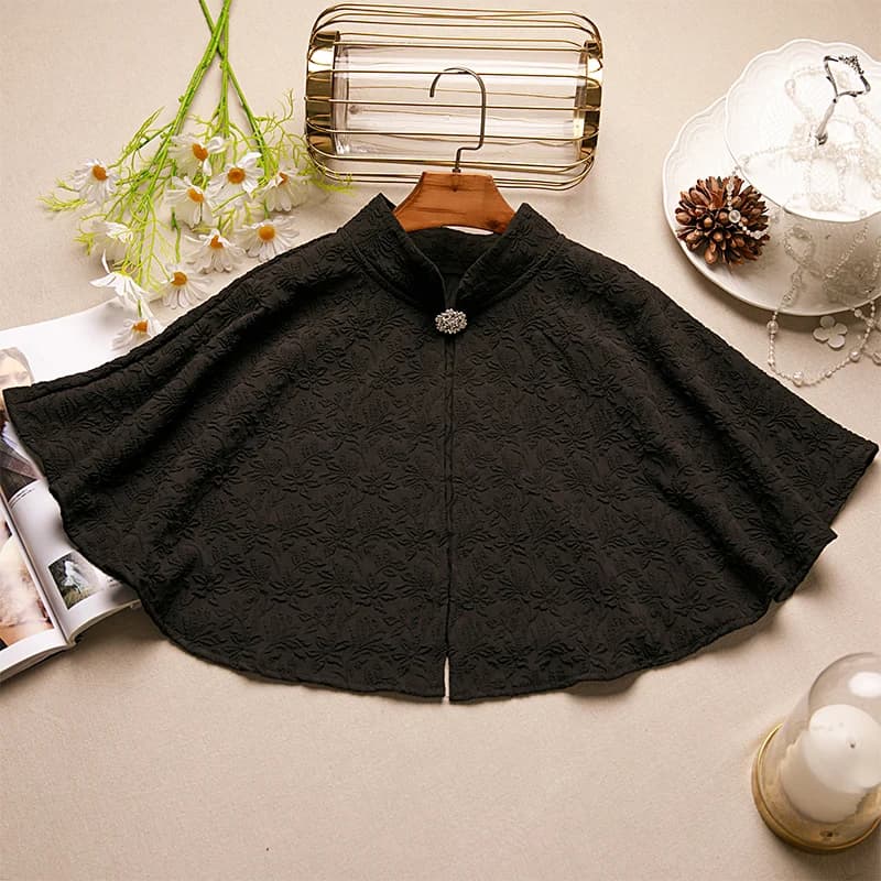 Women's Spring Summer Black Pashmina Female Summer Sunscreen Mesh Shawl Cloak Lace Collar R1072