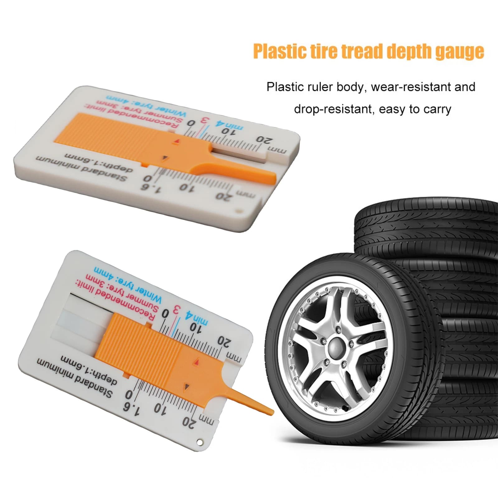 Car Tyre Tread Depth Depthometer Gauge Caliper, Wheel Measure Tools, Wood Measure Ruler, Profile Marking Tool, 0-20mm