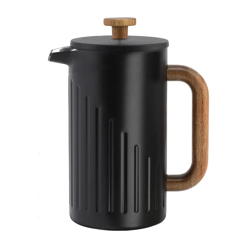 Stainless Steel French Press with Wooden Handle French Filter Press Coffee Pot Double Layer Tea Pot Tea Brewing with Filter