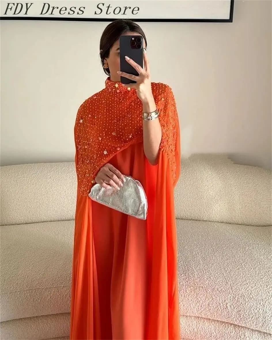 Customized Two Pieces Evening Dresses Beadings Sequins Chiffon Floor Length Formal Party Prom Dresses Vestidos De Noche