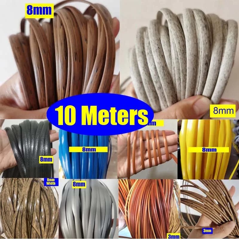 10 Meters Flat/Round Synthetic PE Rattan Material For Weaving Handmade DIY Chair Basket Table Vase Plastic Rope Furniture Repair