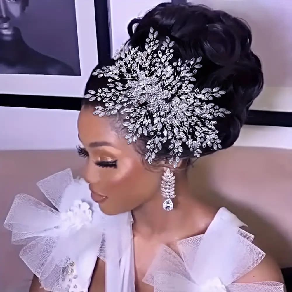Fashion Bridal Headpiece with Comb Woman Headdress Shiny Rhinestone Pageant Hair Ornament Bride Wedding Hair Accessories