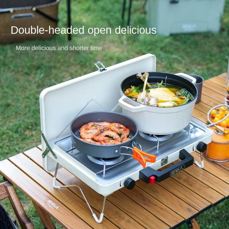 Butane Gas Outdoor Portable Gas Stove Cassette Camping Double End Stove Barbecue Cooking Utensils Tourist Goods Car Camping