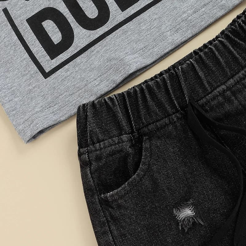 Baby Boys 2-Piece Outfit Set Blue Striped Long Sleeve Shirt and Denim Jeans 6-18 Months