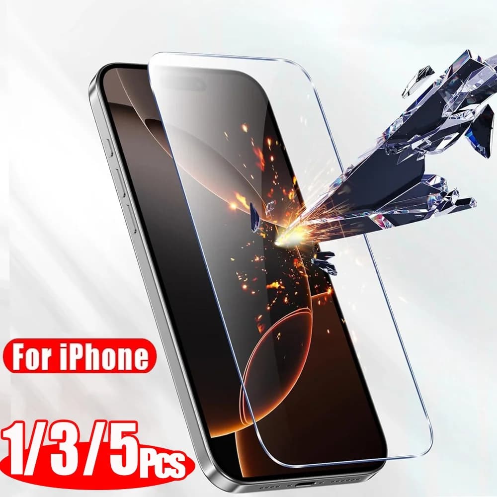 1~5PCS HD Tempered Glass For iPhone 16 17 Pro Max 16e 15 14 13 12 Screen Protector Film For iPhone 11 13 Mini Protective Glass