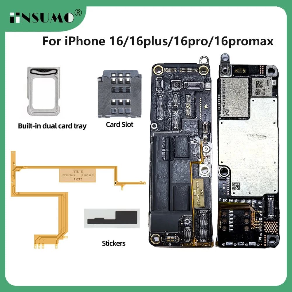 WYLIE Esim Convert to Sim Dual Card Flex Assembly Built-in Cable for iPhone 16 16Plus Pro Max No Need Separate Hide Card Sticker