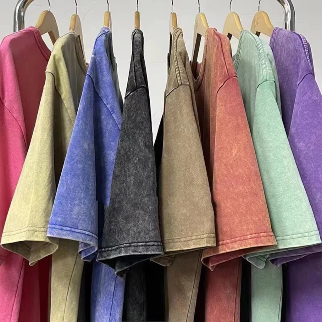 230g T-shirt Oversized Acid Washed Tee Print Retro Punk T-shirt For Men's Women's Adults 100% Cotton Harajuku Casual Streetwear