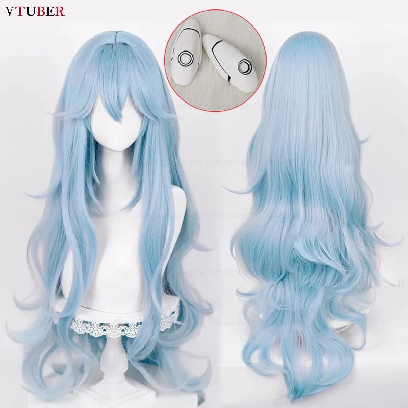 High Quality 100cm Long Ayanami Rei Cosplay Wig Cyan Blue Wavy Heat Resistant Synthetic Hair Anime EVA Cosplay Wigs + Wig Cap