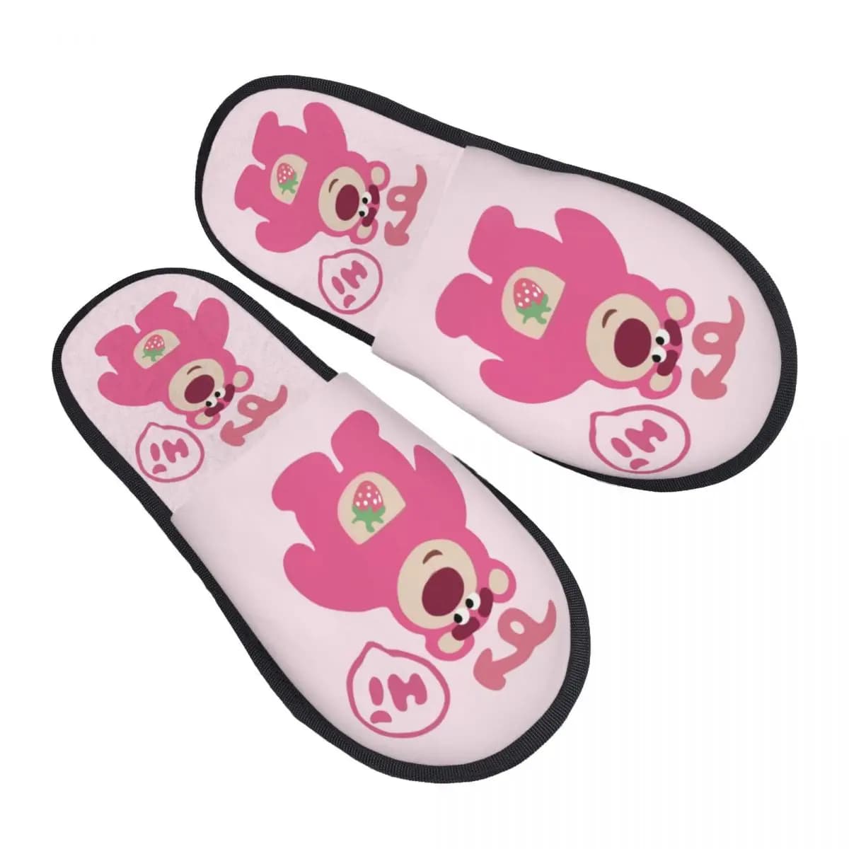 Custom Hello Lotsos Huggin Strawberry Bear Soft Memory Foam House Slippers Women Cozy Warm Anti-Skid Slipper