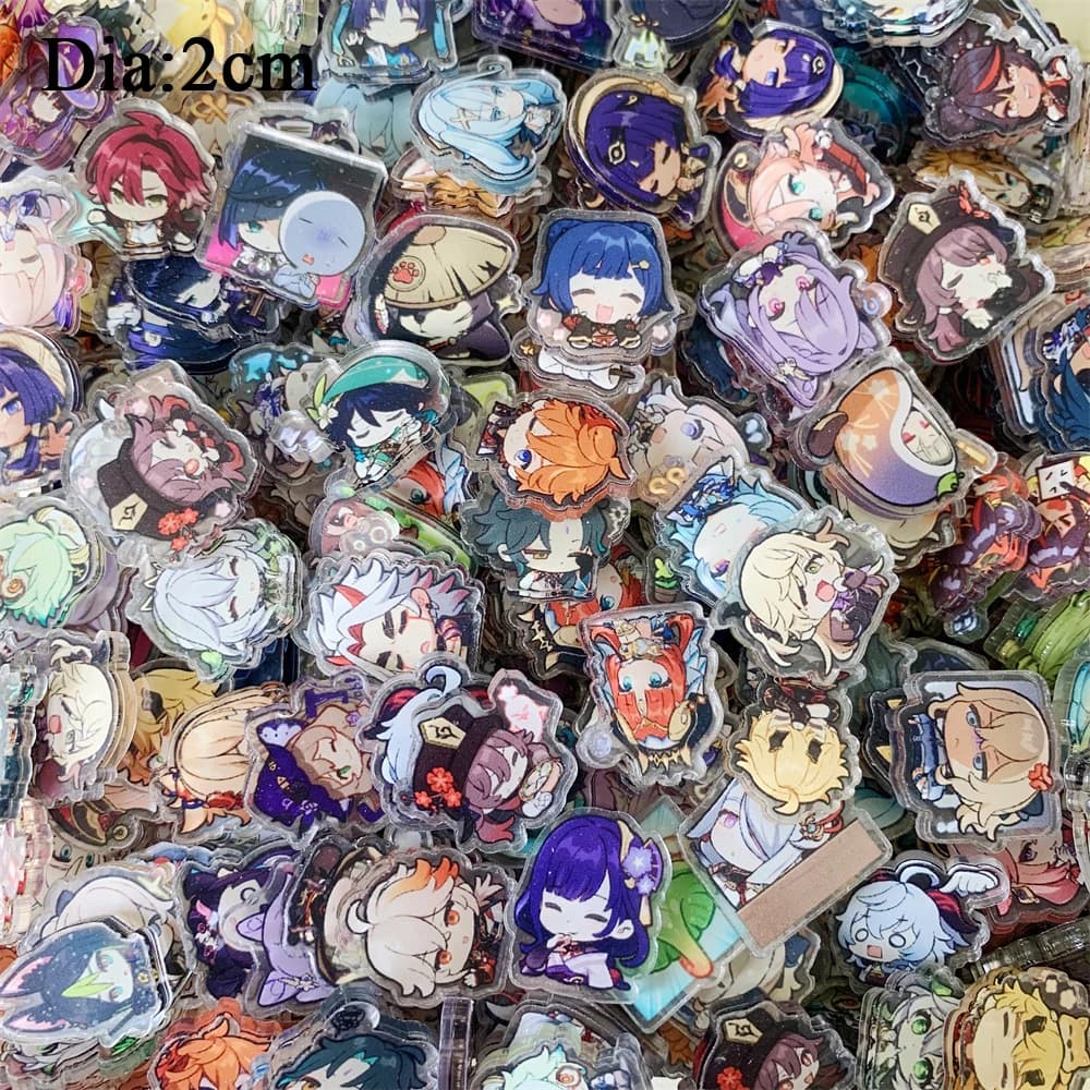 30Pcs Random Genshin Impact Acrylic Patch DIY Bag Jewelry Crafts Accessories For Keychain Brooch Phone Case Anime 2cm Ornament