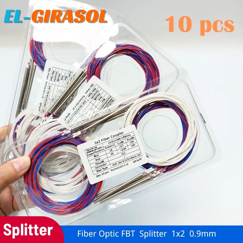 10pcs Fiber Optic FBT Splitter 10/90 20/80 30/70 40/60 50/50  45/55 Various Types 1x2 0.9mm Ulanced Coupler Without Connectors